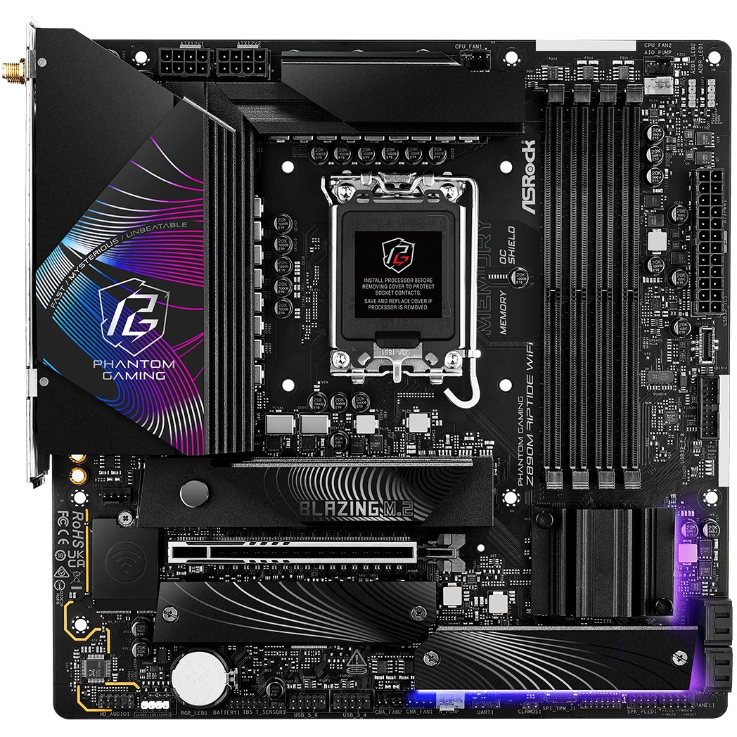 Pllakë Amë MB Intel ASRock Z890M Phantom Gaming Riptide Wifi / LGA 1851 / DDR5 / HDMI+DP - Figura 2