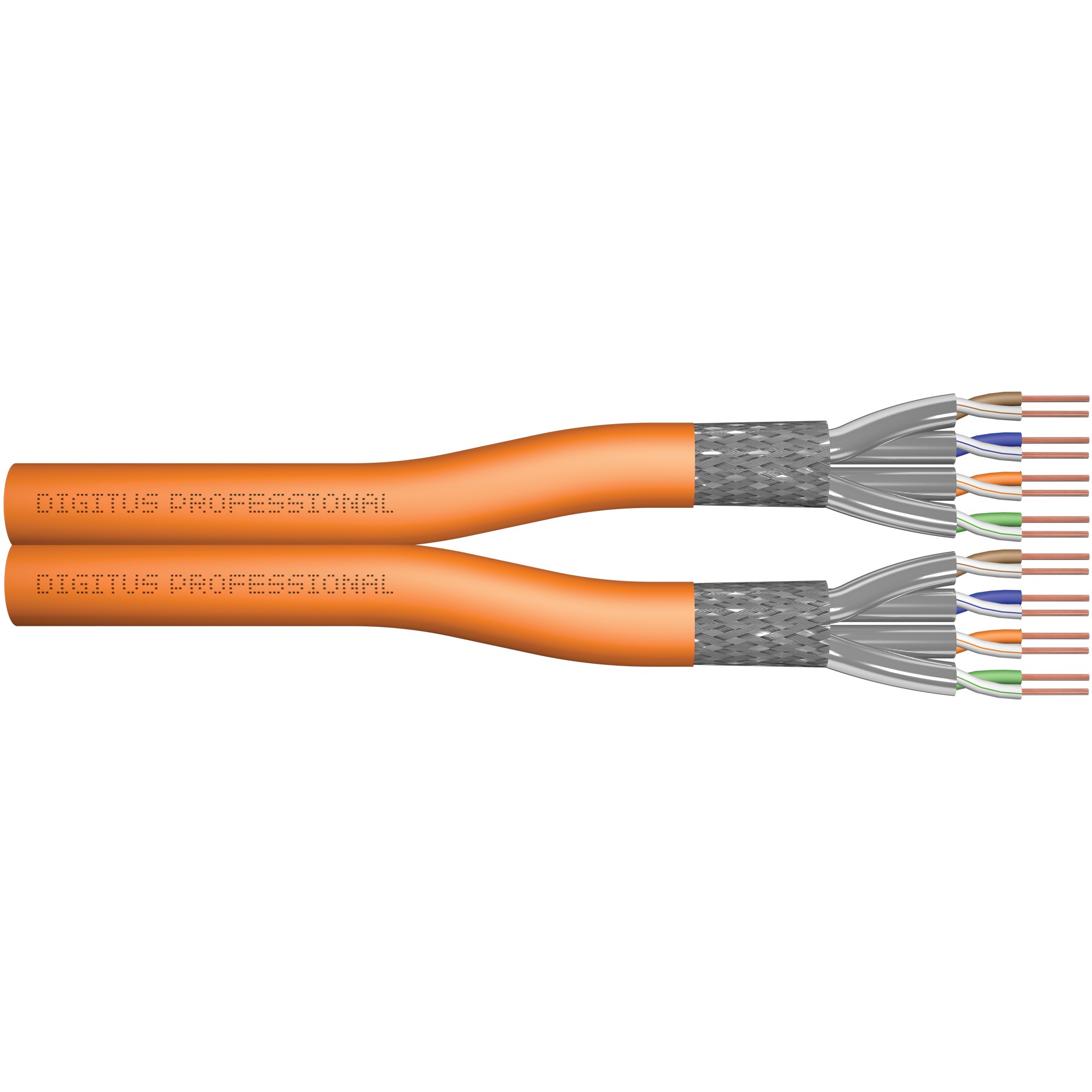 DIGITUS Instal-kab Cat7 S/FTP tw.Pair 100m oran AWG23/1 Dupl