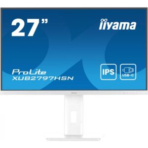 Monitor iiyama ProLite XUB2797HSN-W2 / 27″ / Full HD IPS LED / 100Hz / 1ms / USB-C + HDMI + DP - Bardhë