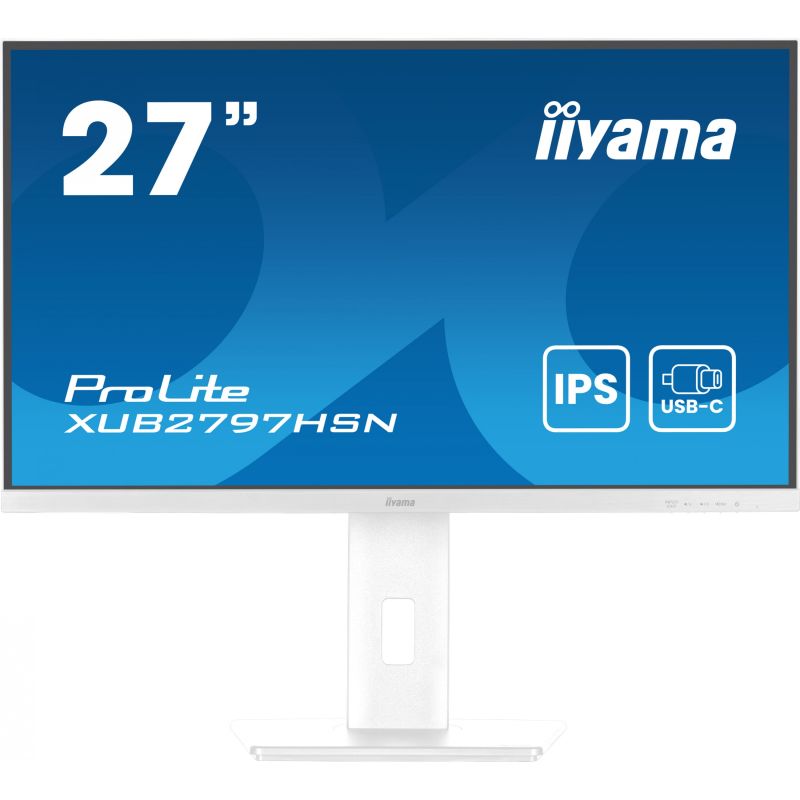 Monitor iiyama ProLite XUB2797HSN-W2 / 27″ / Full HD IPS LED / 100Hz / 1ms / USB-C + HDMI + DP - Bardhë