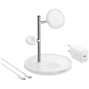 Adapter Anker MagGo Stacioni i Ngarkimit Pa Tel 3-në-1 i palosshëm i bardhë