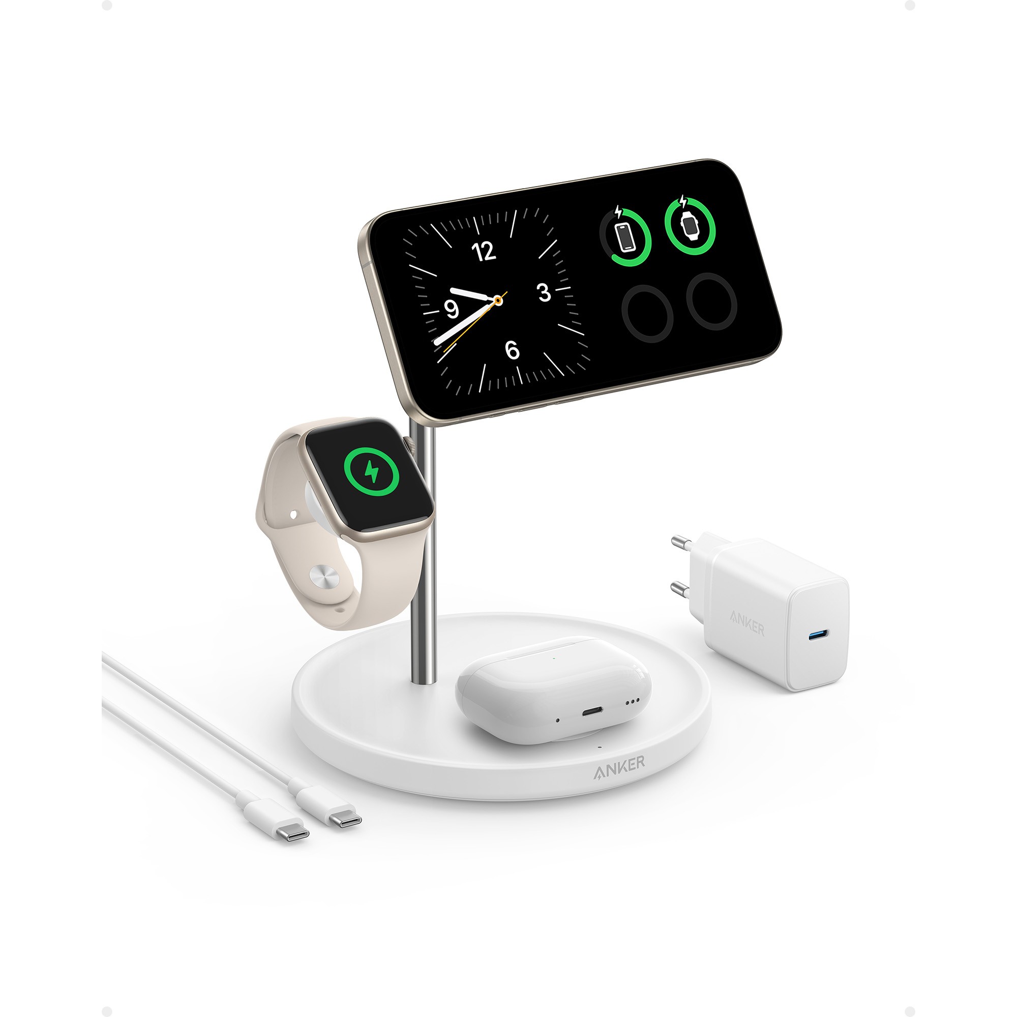 Adapter Anker MagGo Stacioni i Ngarkimit Pa Tel 3-në-1 i palosshëm i bardhë - Figura 3