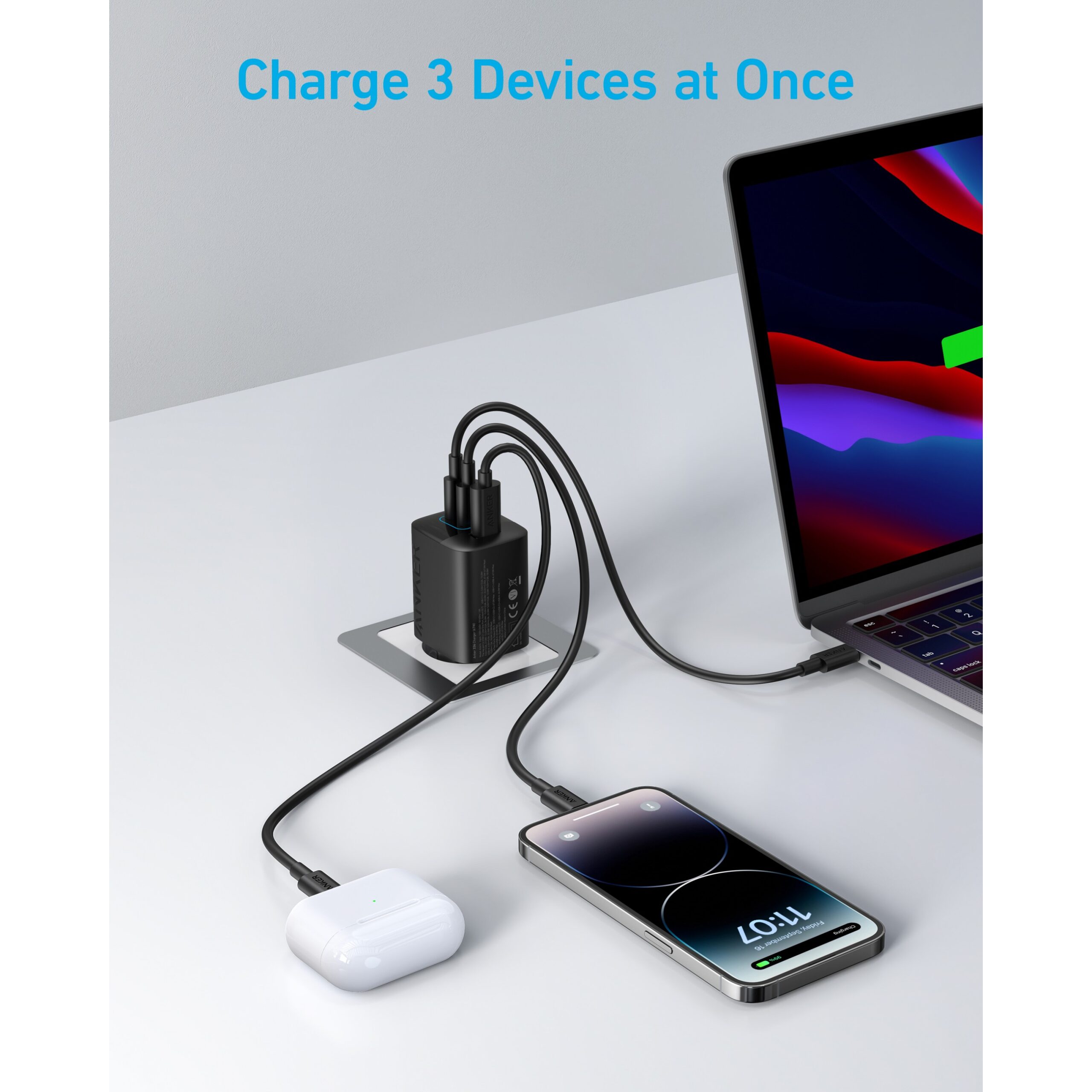 Adapter Anker 336 Charger 67W 1 x USB-A 2 x USB-C black - Figura 3