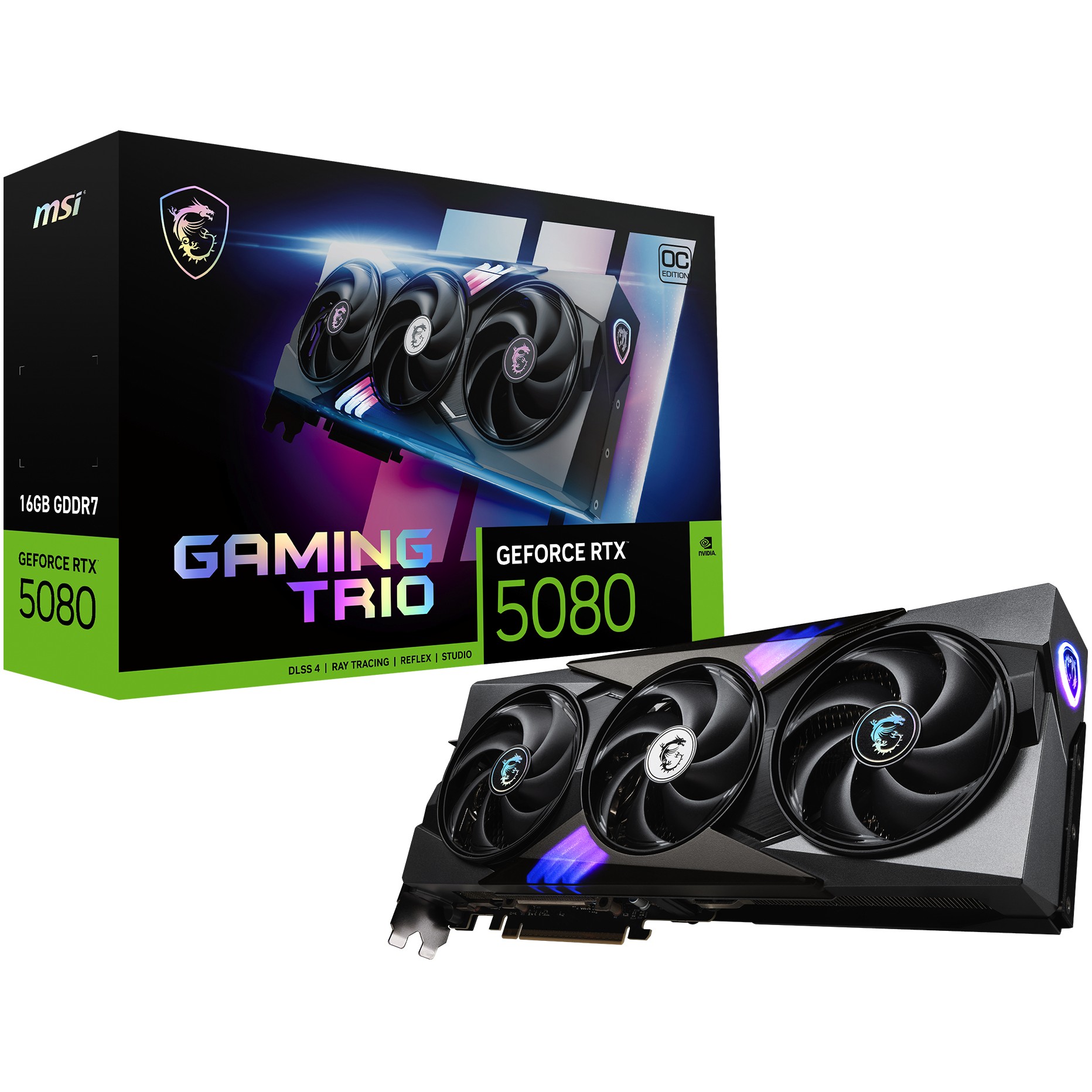 Kartelë Grafike Nvidia RTX 5080 16GB GDDR7 MSI Gaming Trio OC 3Fan