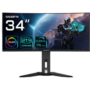 Monitor Gigabyte MO34WQC 86.4cm/34″ (3440×1440) 21:9 WQHD OLED HDR400 0.03ms 175Hz 2xHDMI DP USB-C Speaker Black