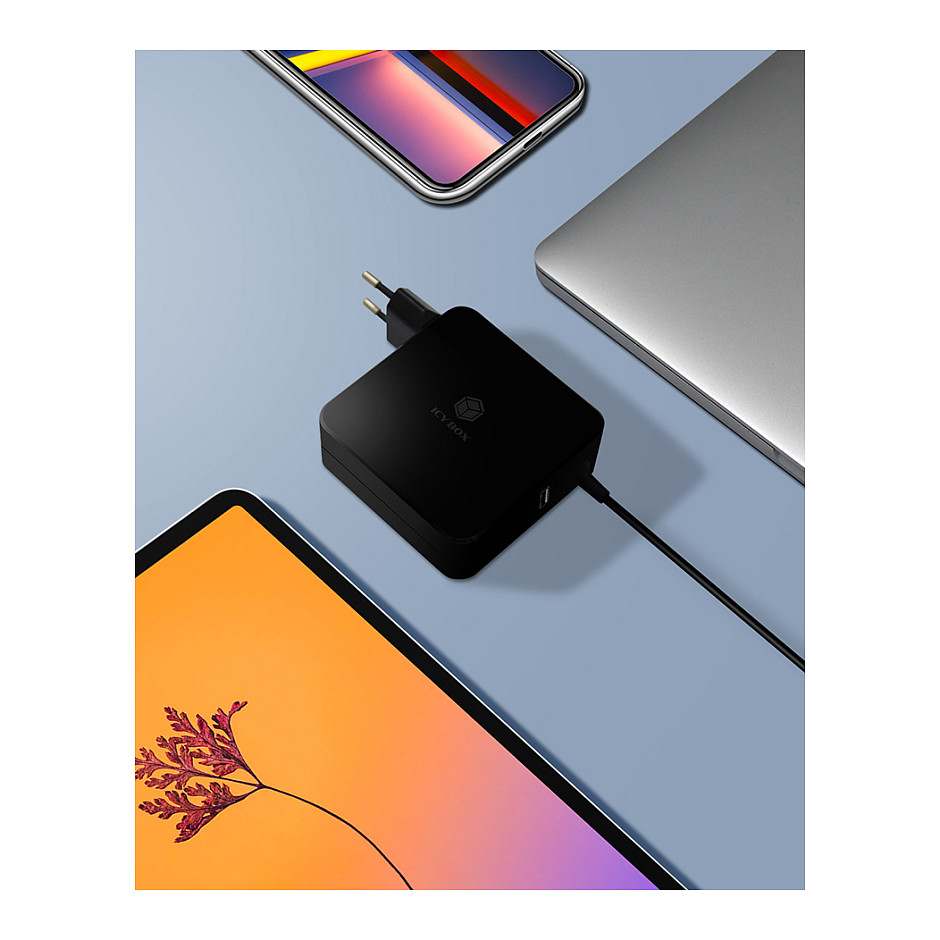 Adapter për Laptop ICY BOX IB-PS101-PD USB-C 90W / 1.8 m – Zezë - Figura 3