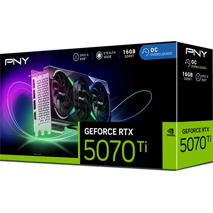 Kartelë Grafike NVIDIA RTX 5070 Ti 16GB GDDR7 PNY Verto ARGB OC 3Fan - Figura 5
