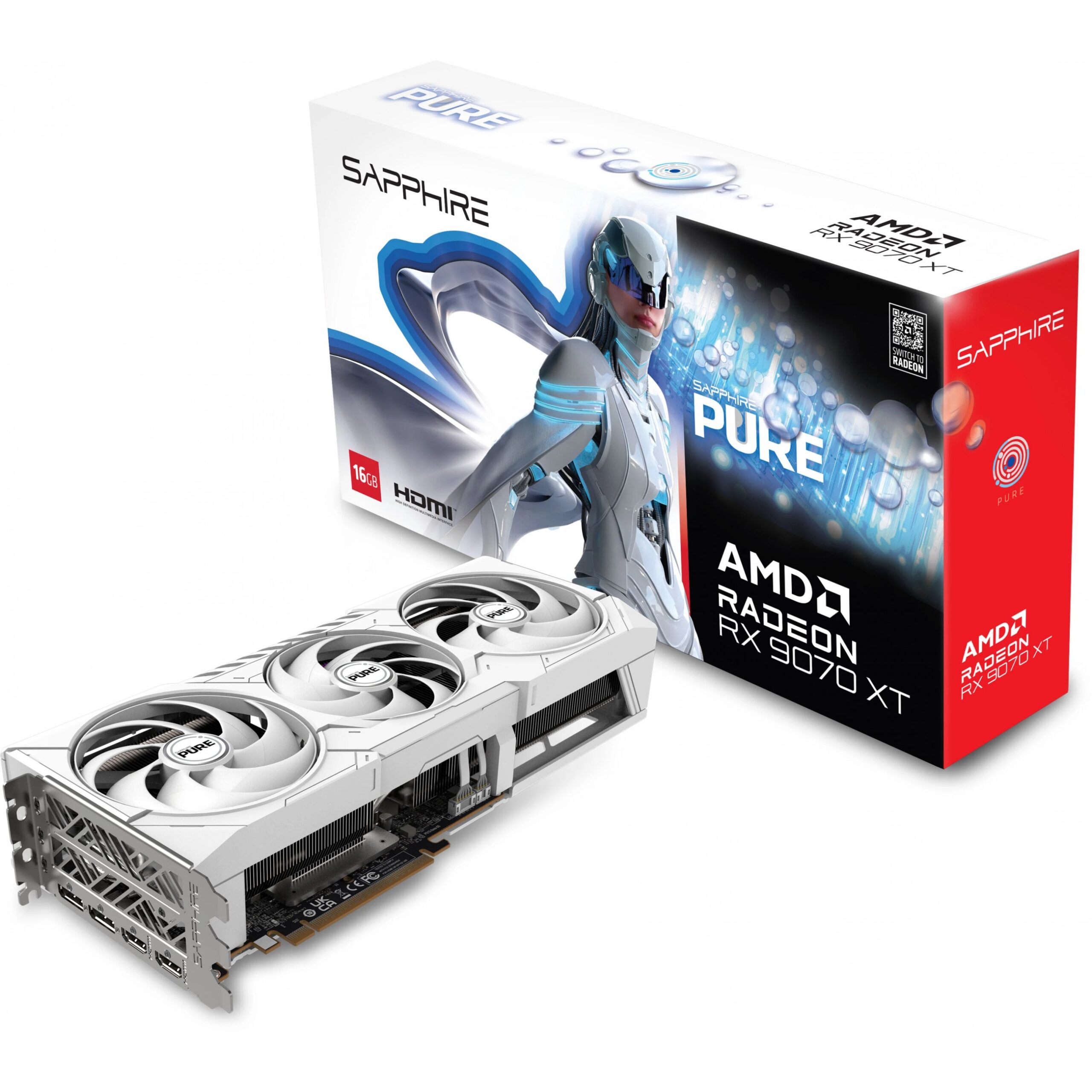 Kartelë Grafike AMD RX 9070 XT 16GB Sapphire Pure Radeon OC GDDR6 3 Fan white - Figura 4