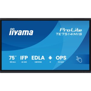 Smart Board iiyama ProLite TE7514MIS-B2AG / 75" / 4K Ultra HD / LCD / Touchscreen / 60 Hz / 8 ms / HDMI+DP+USB - Zezë