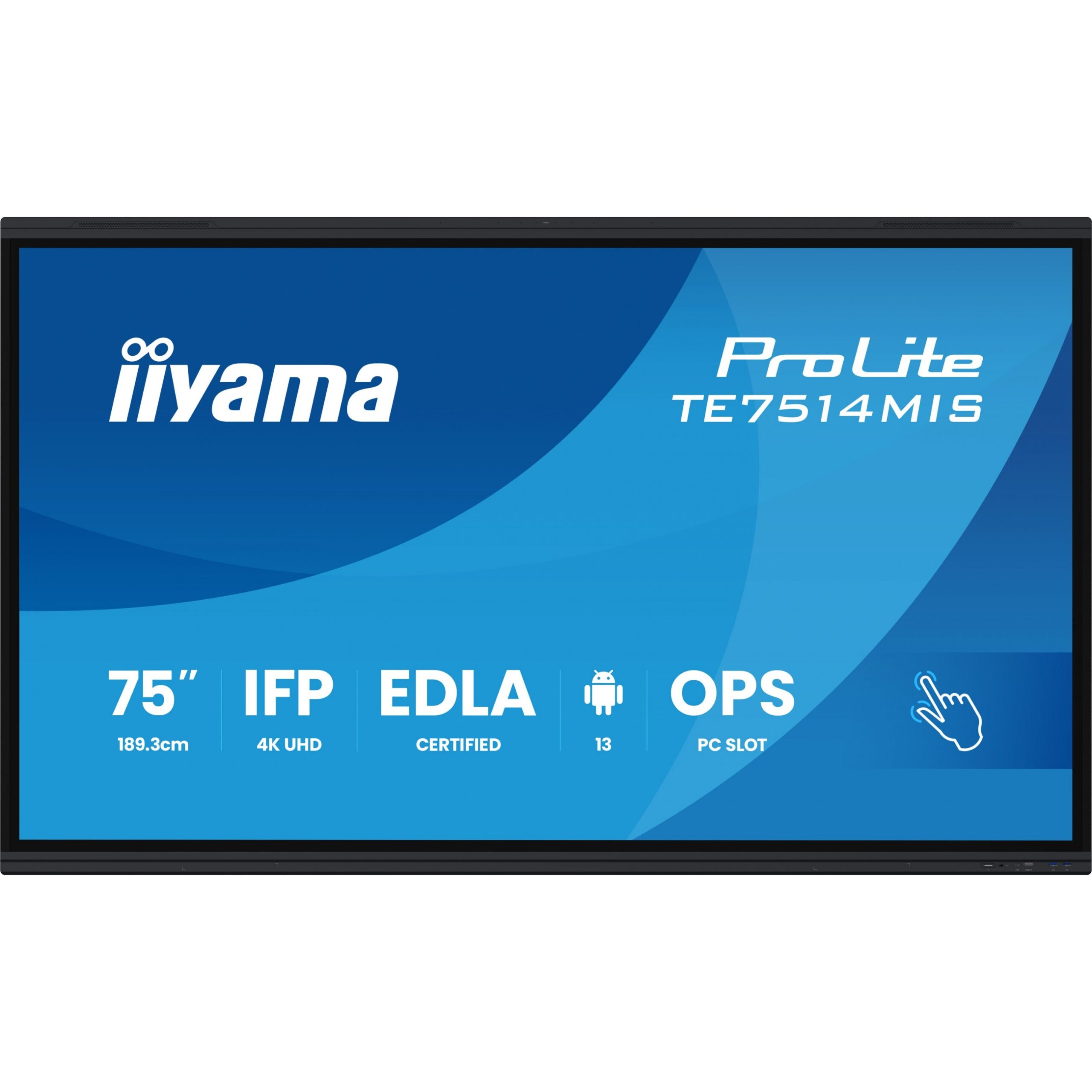 Smart Board iiyama ProLite TE7514MIS-B2AG / 75" / 4K Ultra HD / LCD / Touchscreen / 60 Hz / 8 ms / HDMI+DP+USB - Zezë