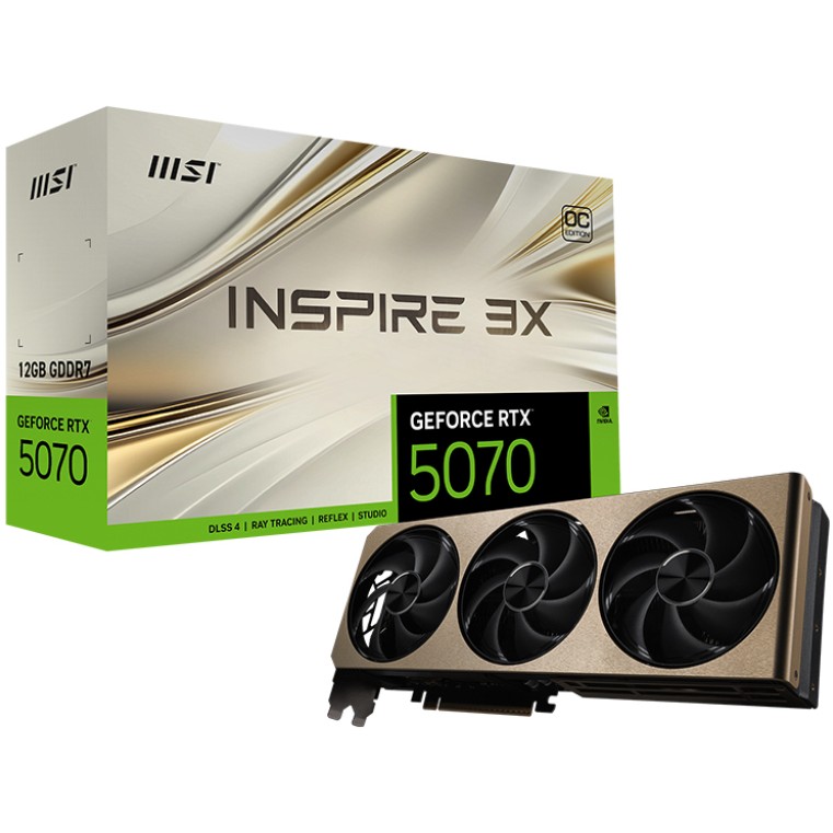 Kartelë Grafike Nvidia RTX 5070 12GB GDDR7 MSI Inspire 3X OC 3Fan