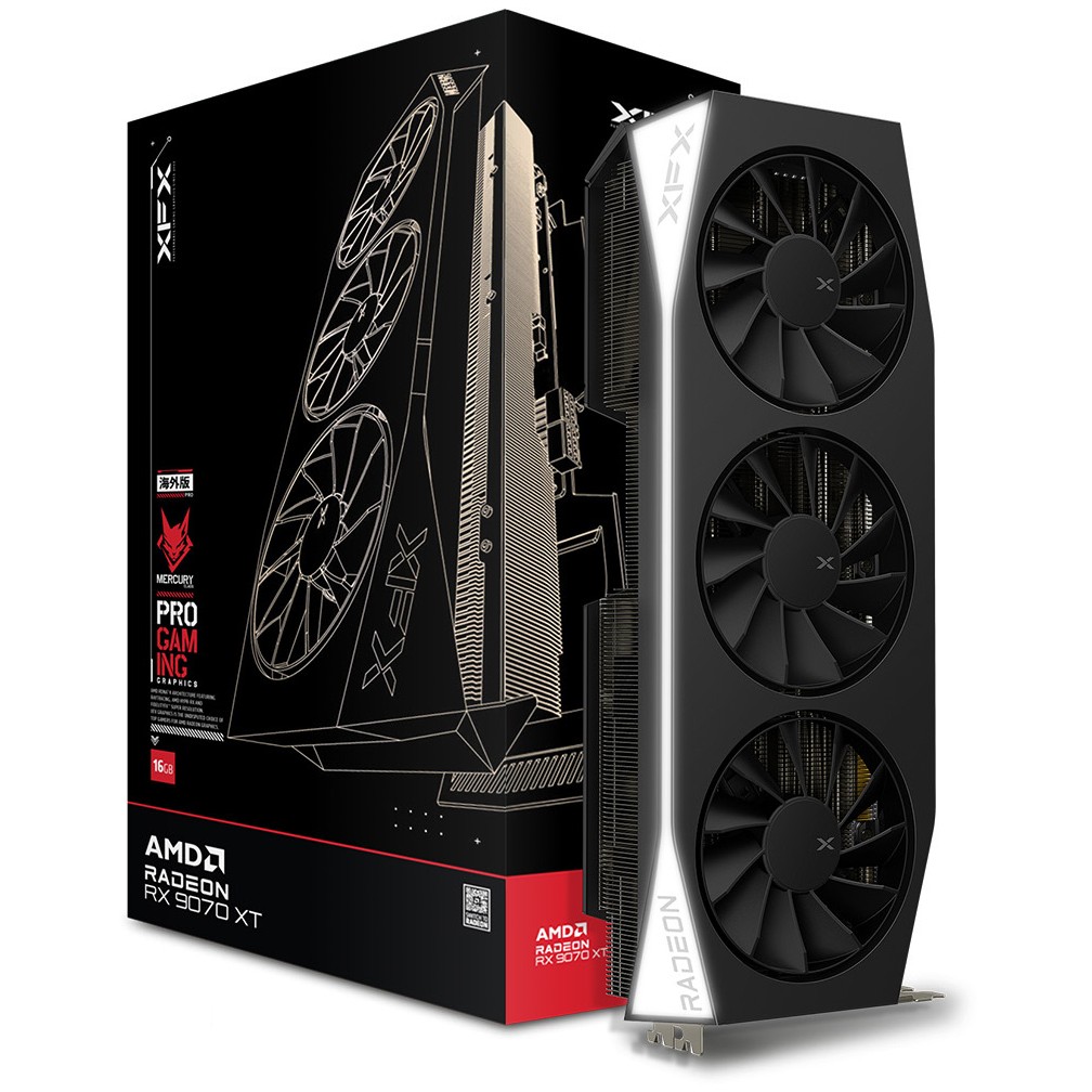 Kartelë Grafike AMD RX 9070 XT 16GB XFX Mercury Gaming LED GDDR6 3 Fan - Figura 5