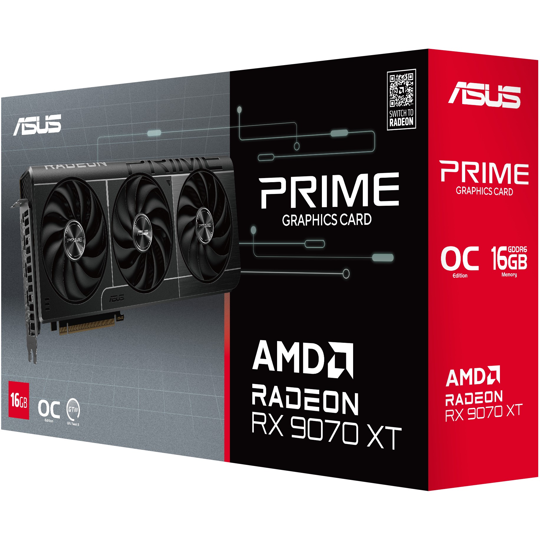 Kartelë Grafike AMD RX 9070 XT 16GB ASUS Prime Radeon OC GDDR6 3 Fan - Figura 4