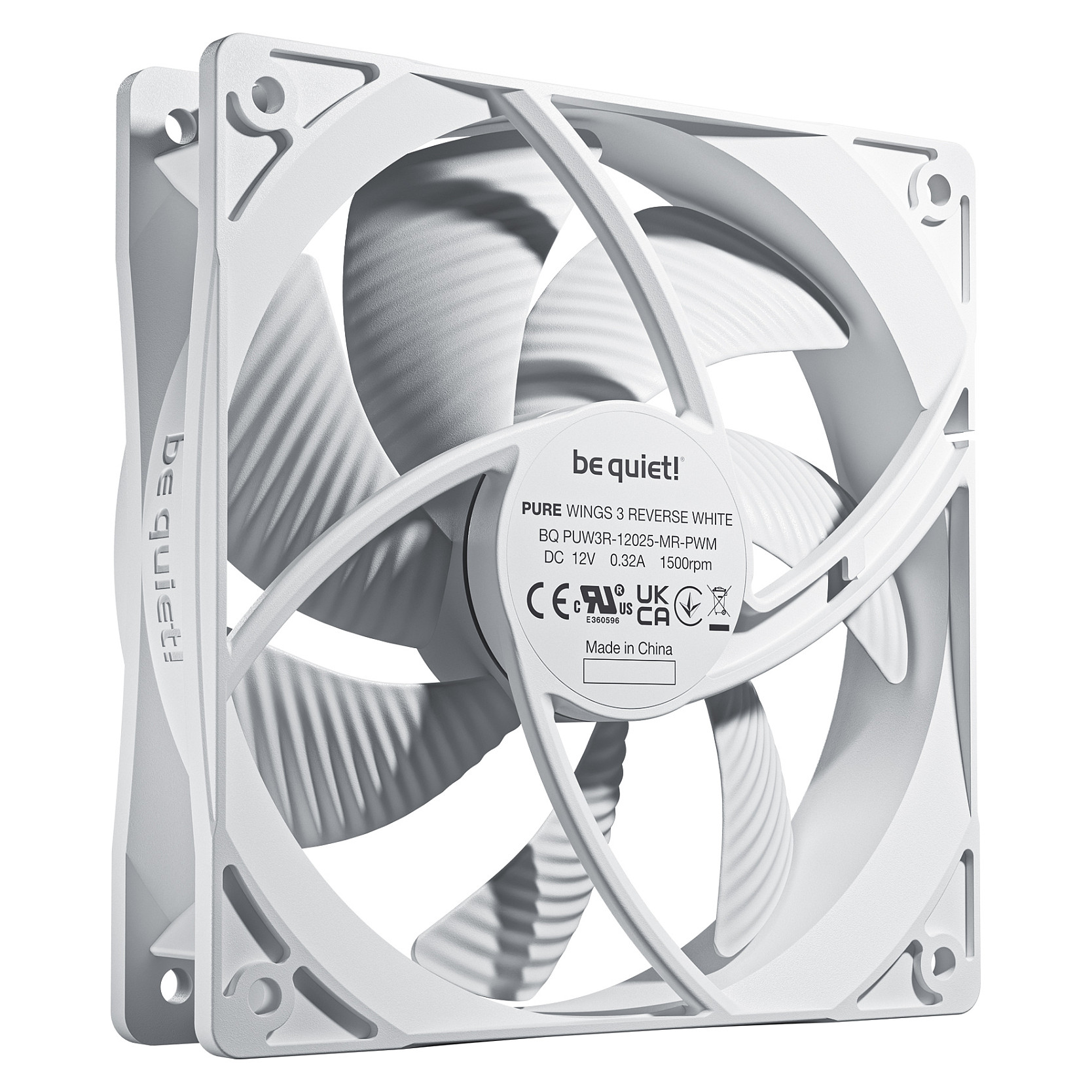 Ftohës për Kasë be quiet! Pure Wings 3 Reverse / 120mm PWM / 3-Pack – Bardhë - Figura 2