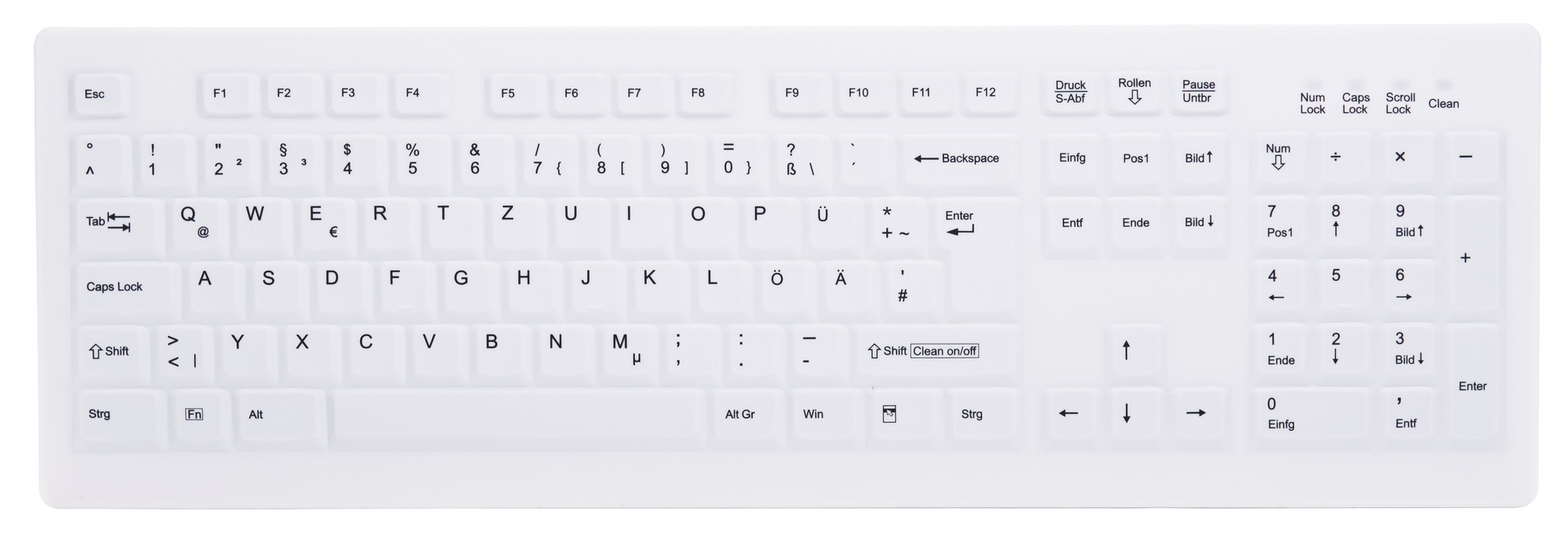 Tastierë Me Kabllo Active Key AK-C8100 Keyboard / IP68 Sealed / QWERTZ - Bardhë - Figura 2