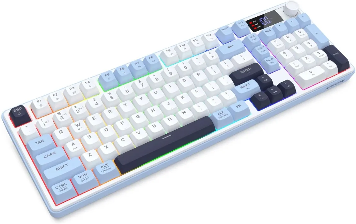 Tastierë Gaming Redragon ARIA PRO K527WBL-PRO / QWERTY / Wired&Wireless - Bardhë/Blu - Figura 3