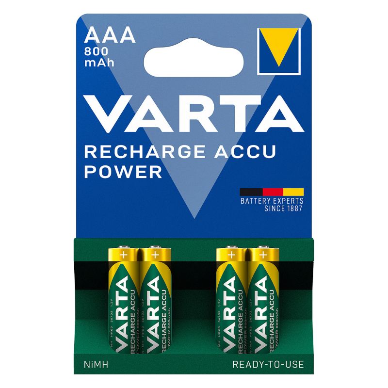 Bateri Varta AAA 1.2V (HR03) Recharge Accu / 4-Pack - Figura 2