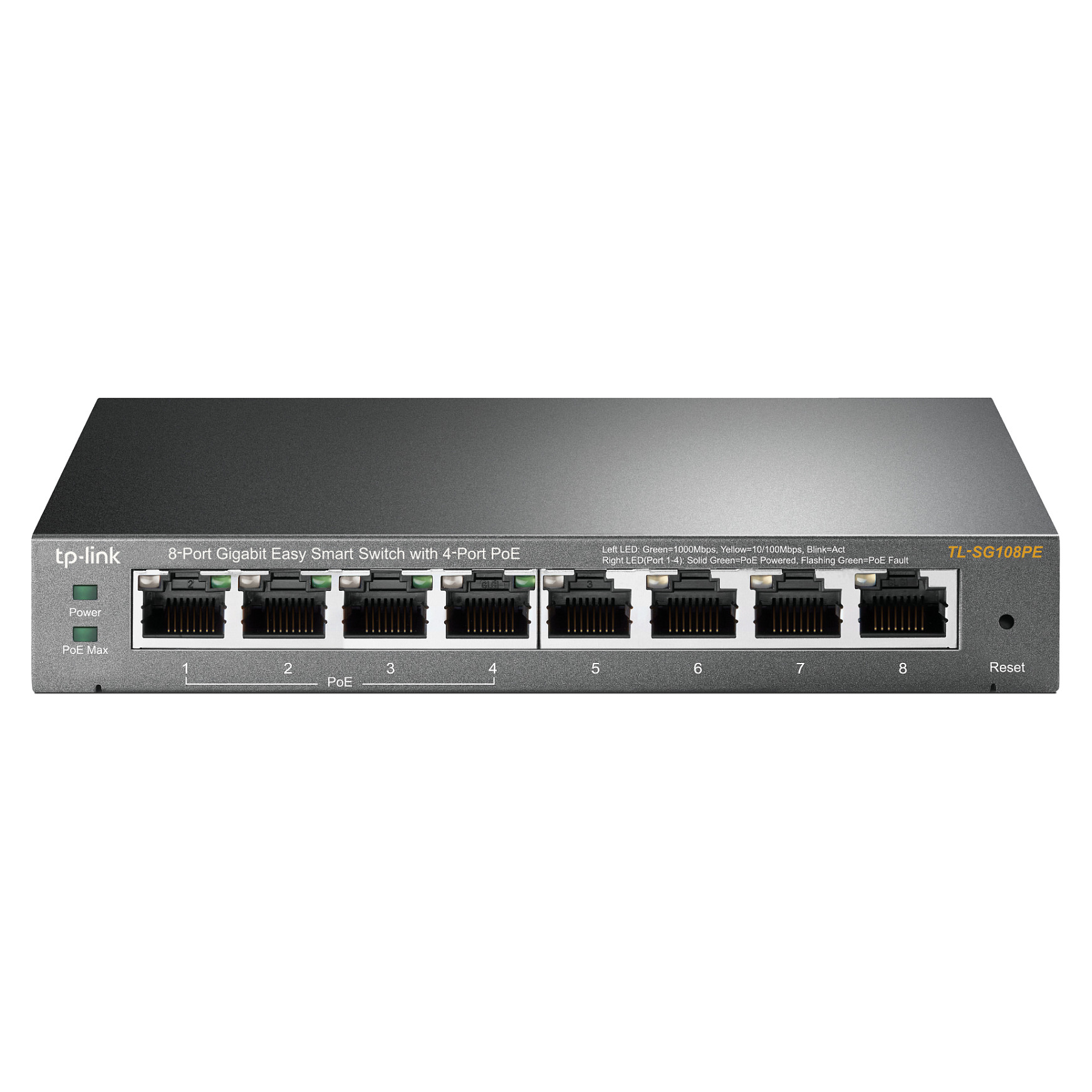 TP-Link TL-SG108PE 8-Port Gigabit Smart PoE+ Switch me 4x PoE Ports dhe 64W Budget Metal Fanless
