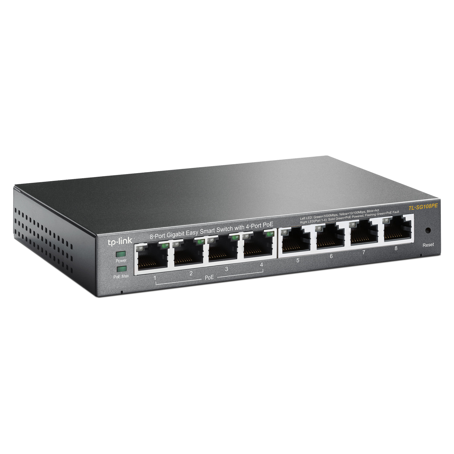 TP-Link TL-SG108PE 8-Port Gigabit Smart PoE+ Switch me 4x PoE Ports dhe 64W Budget Metal Fanless - Figura 2
