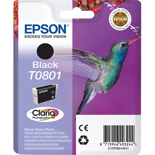 INK Epson T0801 / 7.4ml / deri në 330 faqe - Zezë