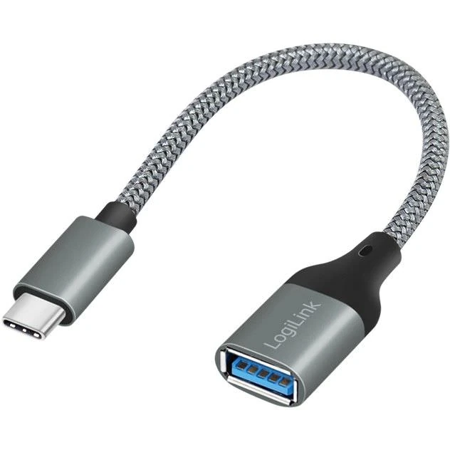 Adapter LogiLink USB Type-C në USB Type-A / 0,15m / Hiri