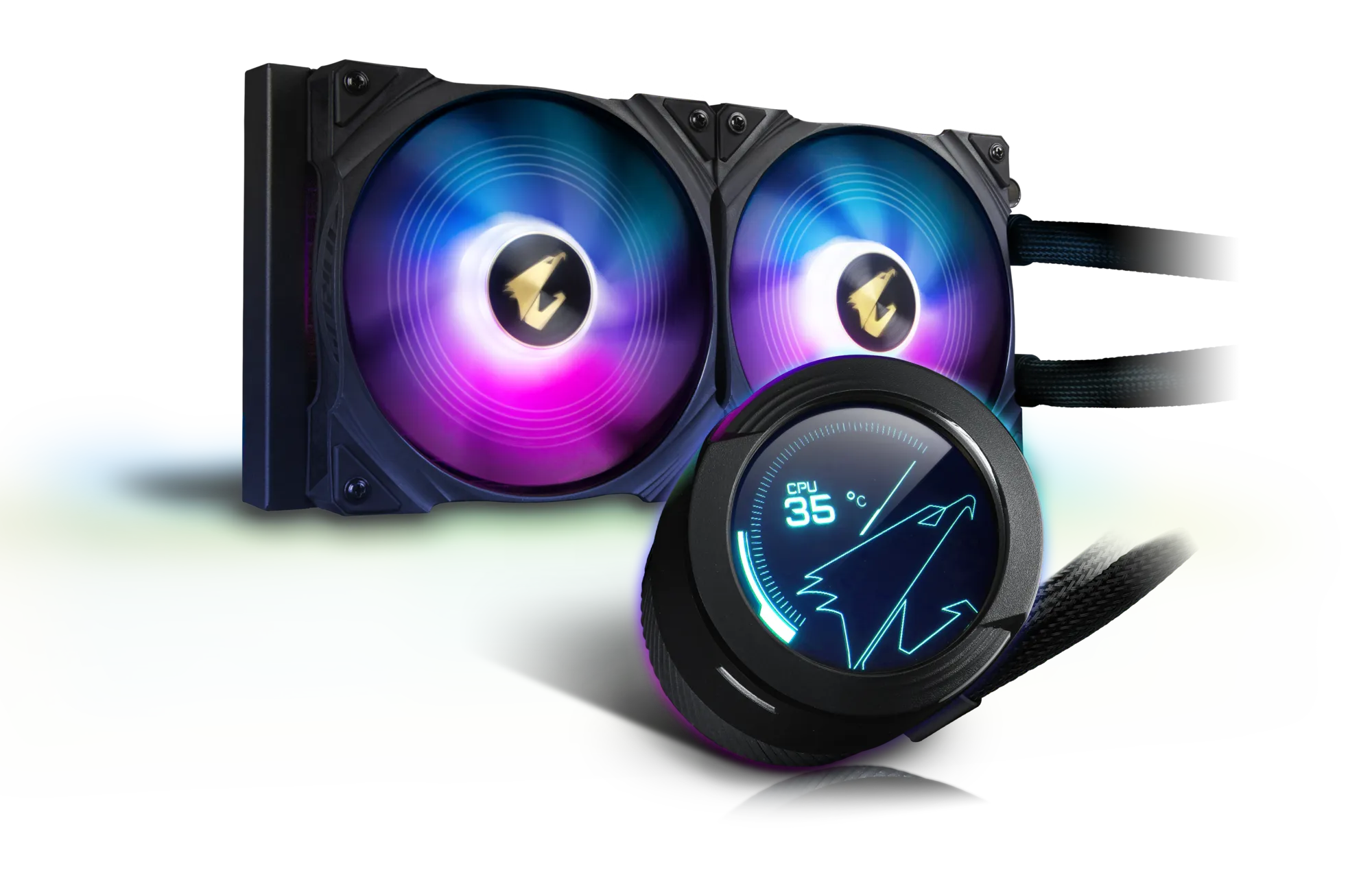 Ftohës për Procesor GIGABYTE AORUS WATERFORCE X 280 All-in-one Liquid Cooler with Circular LCD Display e zezë