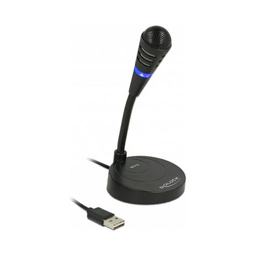 Mikrofon Delock USB Desktop Condenser / Stand Base + Touch‑Mute Button - Zezë