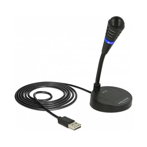 Mikrofon Delock USB Desktop Condenser / Stand Base + Touch‑Mute Button - Zezë - Figura 2