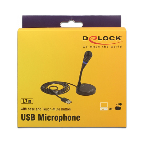 Mikrofon Delock USB Desktop Condenser / Stand Base + Touch‑Mute Button - Zezë - Figura 3