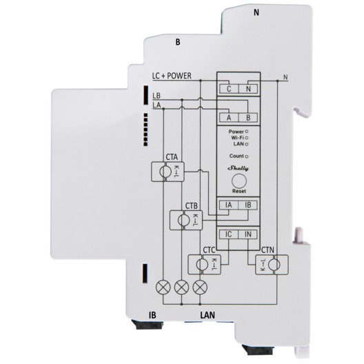 Smart Relay with 3x120A Terminals Shelly Pro 3EM 120A Wi-Fi/LAN / Measurement Function - Figura 2