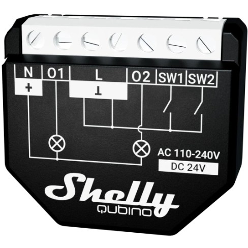 Kontrollues smart 2-kanalësh me matës energjie 16 A për montim në mur Shelly Wave 2PM