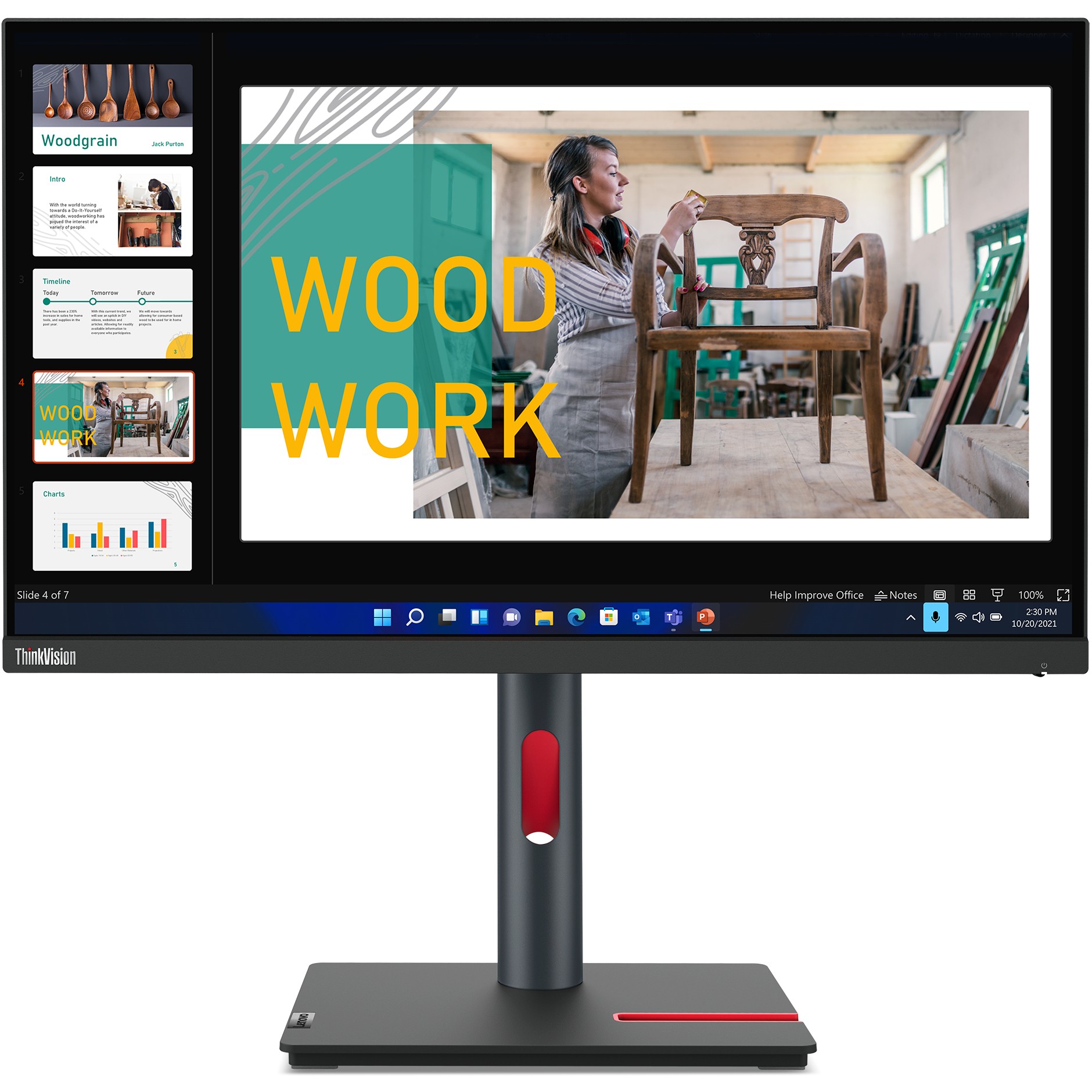 Monitor Lenovo 60.5cm/23.8" (2560x1440) Lenovo ThinkVision P24q-30 16:9 QHD IPS 60Hz 4ms HDMI DP USB Vesa Zi