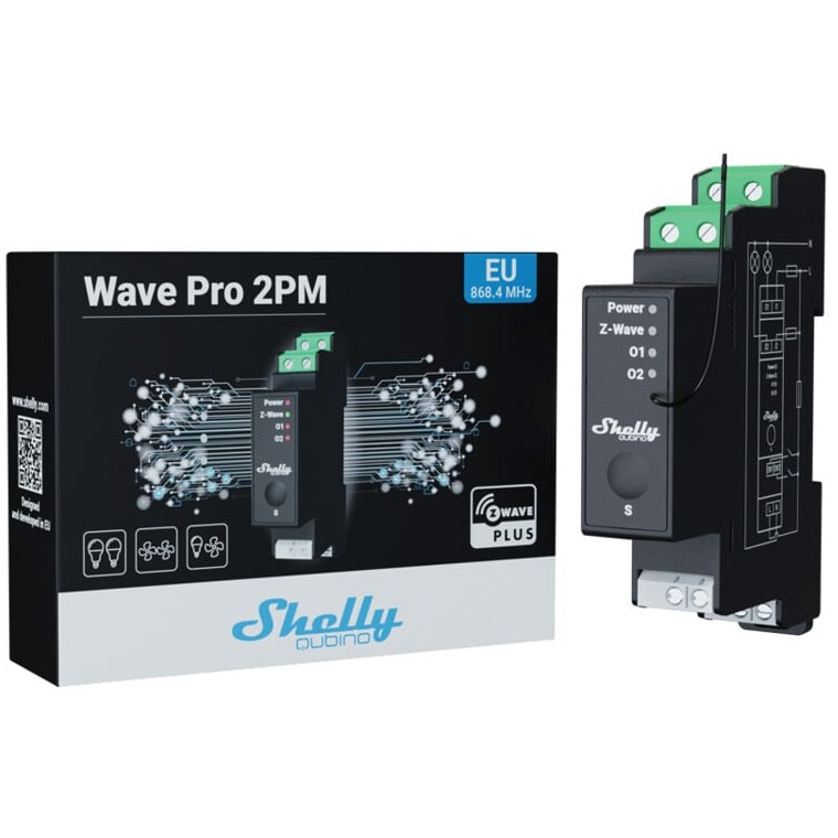 Shelly Relais "Wave Pro 2PM" max 25A Z-Wave DIN-Rail - Figura 2