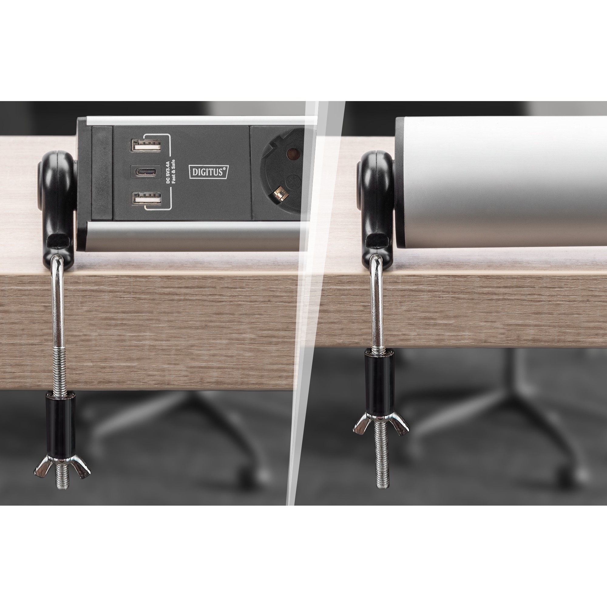 Kabllo për Furnizim me Energji Digitus 6-Fach Steckdosenleiste mit 2xUSB-A| 1xUSB-C dhe Shkarkues i Zi/Silver - Figura 2