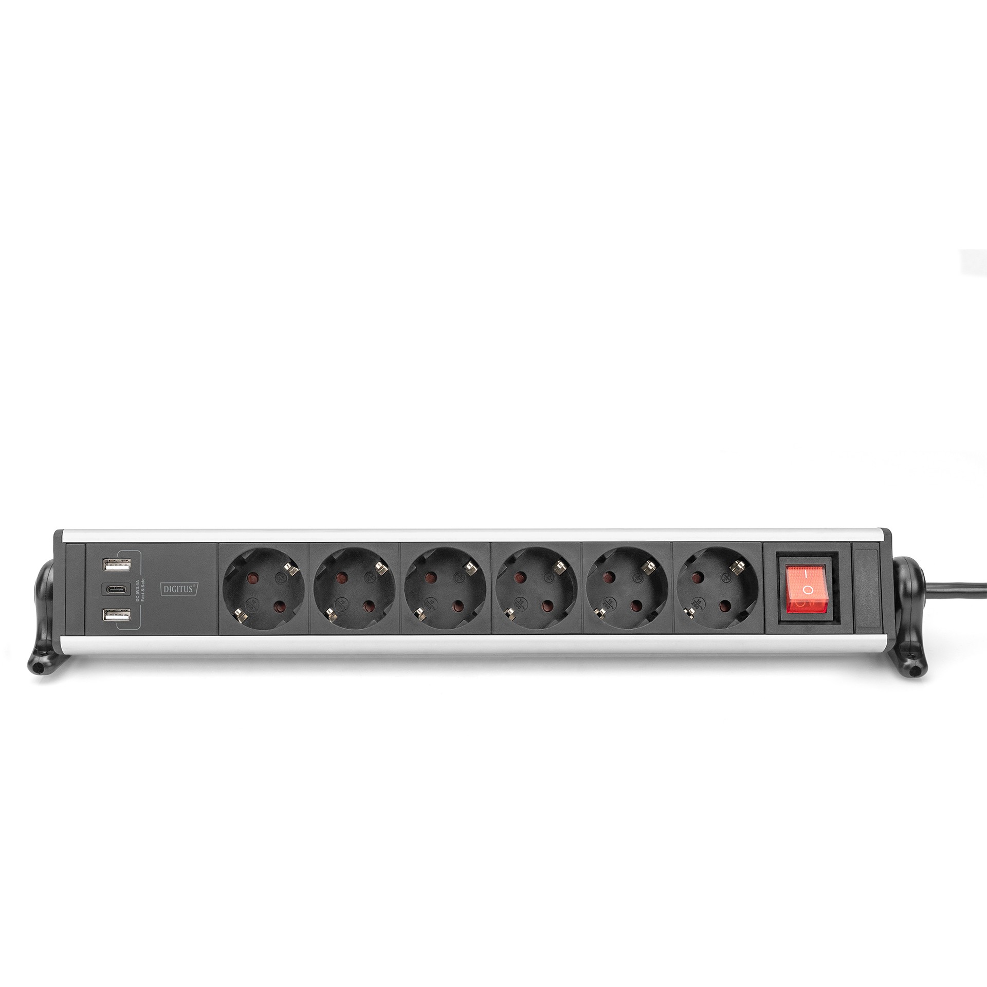 Kabllo për Furnizim me Energji Digitus 6-Fach Steckdosenleiste mit 2xUSB-A| 1xUSB-C dhe Shkarkues i Zi/Silver - Figura 4