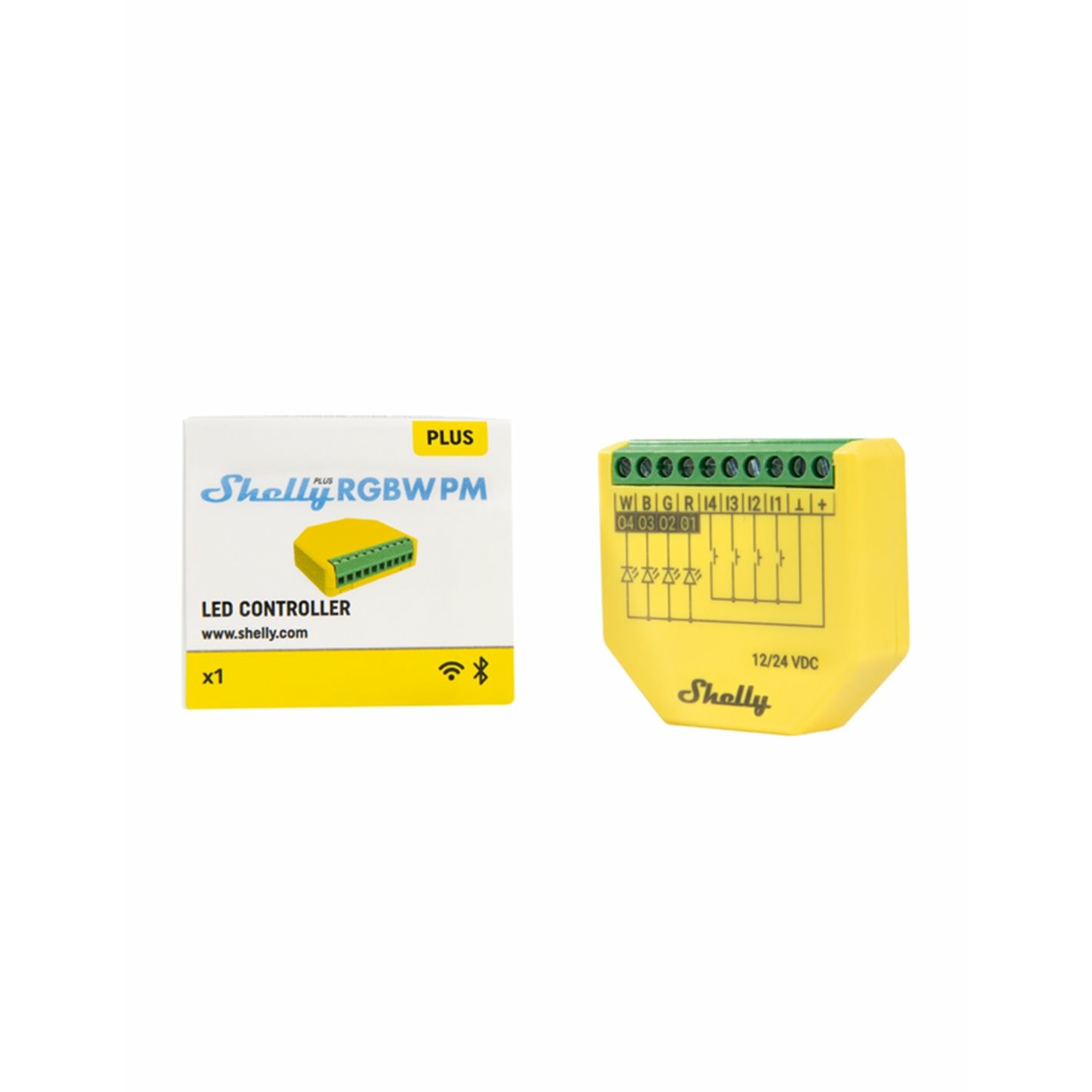 Shelly Relais "Plus RGBW PM" WLAN Bluetooth LED Lichtcontroller Unterputz - Figura 2