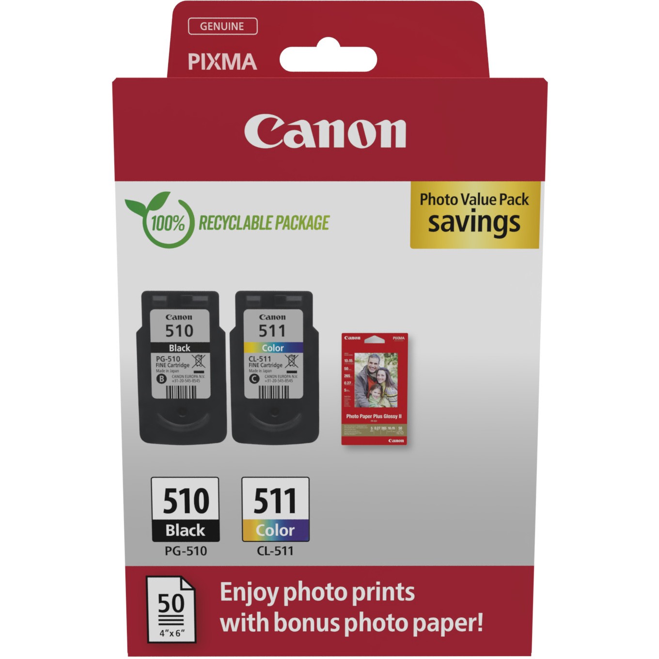 Toner Canon Tinte PG-510/CL-511 2970B017 2er Multipack inkl. Fotopapier