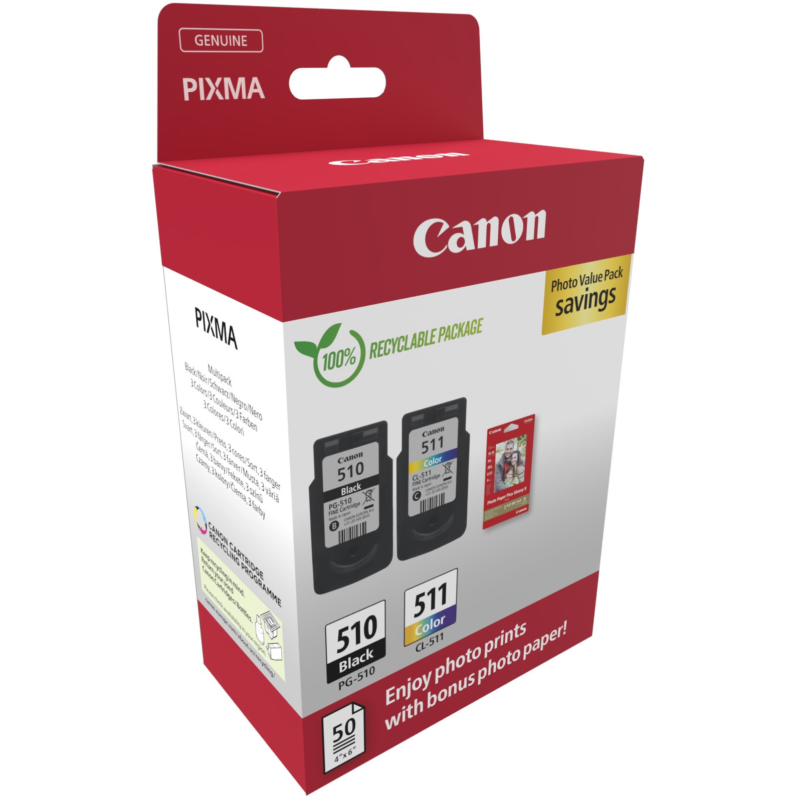 Toner Canon Tinte PG-510/CL-511 2970B017 2er Multipack inkl. Fotopapier - Figura 2
