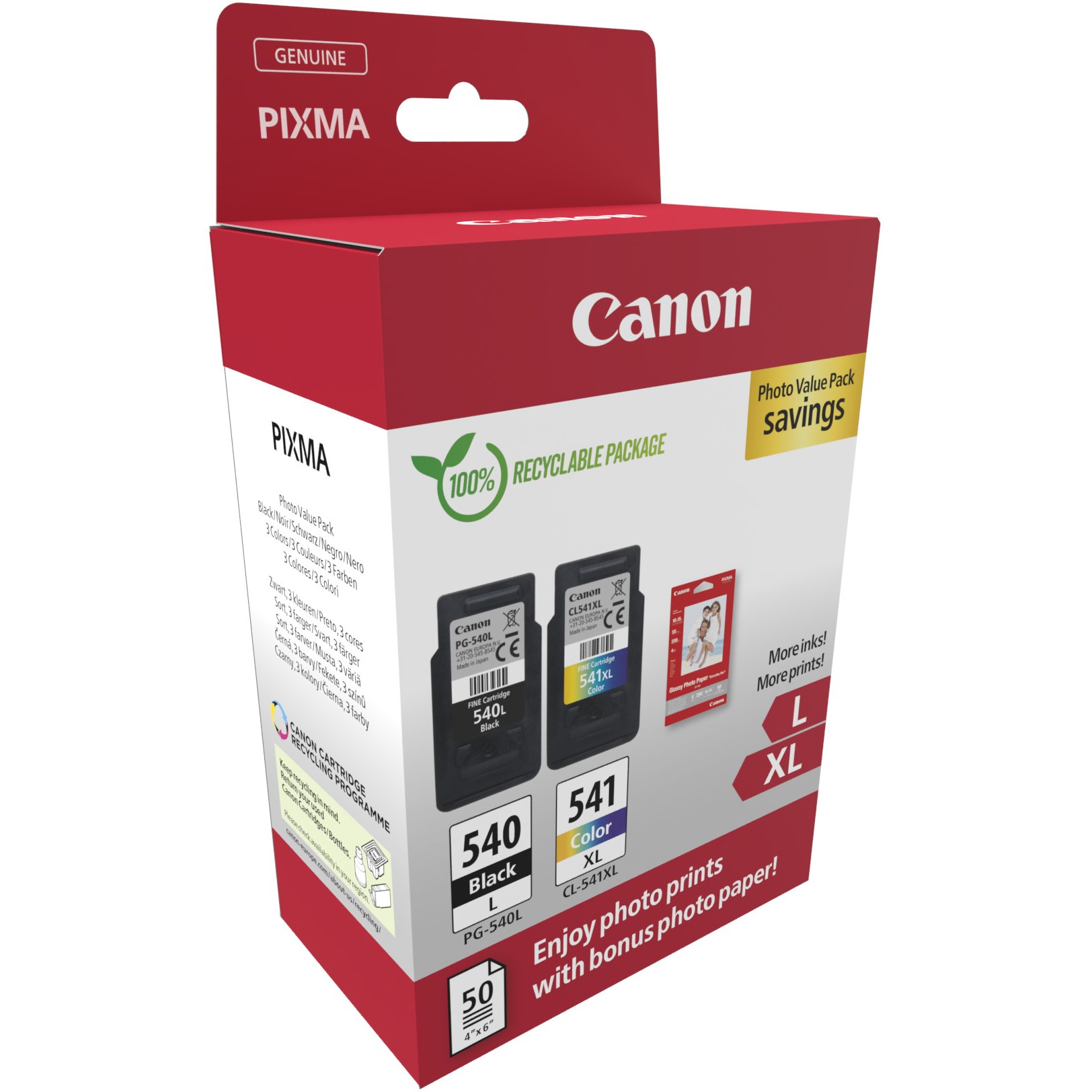 Toner Canon Tinte PG-540L/CL-541XL 5224B012 2er Pack (BK/Color) inkl. Fotopapier - Figura 2