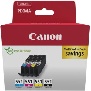 Toner Canon Tinte CLI-551 6509B015 4er Multipack (BKMCY)