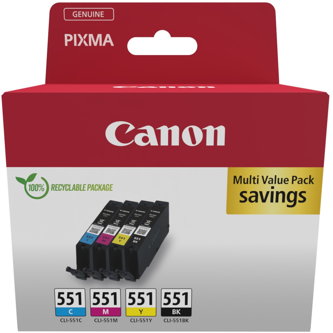 Toner Canon Tinte CLI-551 6509B015 4er Multipack (BKMCY)