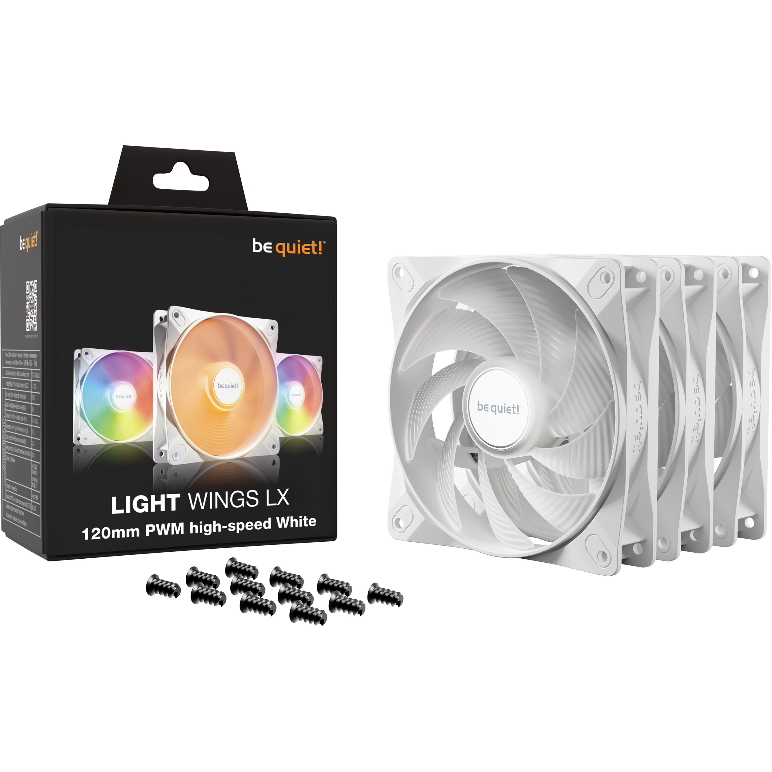 Ftohës për Kasë 120mm be quiet! LIGHT WINGS LX PWM me shpejtësi të lartë, Paketë e Tripletë e Bardhë - Figura 5