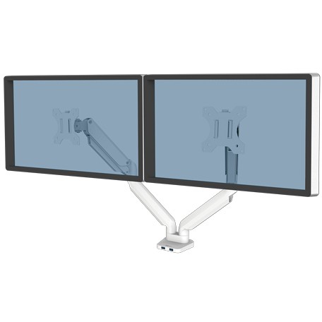 Mbajtëse për Monitor Fellowes Platinum Monitorarm zweifach inkl. 2x USB-A Port Bardhë