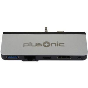 Dockingstations për Laptop Plusonic NET Z Docking Adapter/Hub für Microsoft Surface Go. 5in1: USB 3.0/RJ45 Gigabit-Ethernet/Type-C/HDMI/AUX