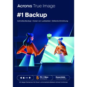 ESD Software Acronis True Image Essentials - 5 Computers - 1 year subscription - ESD-DownloadESD