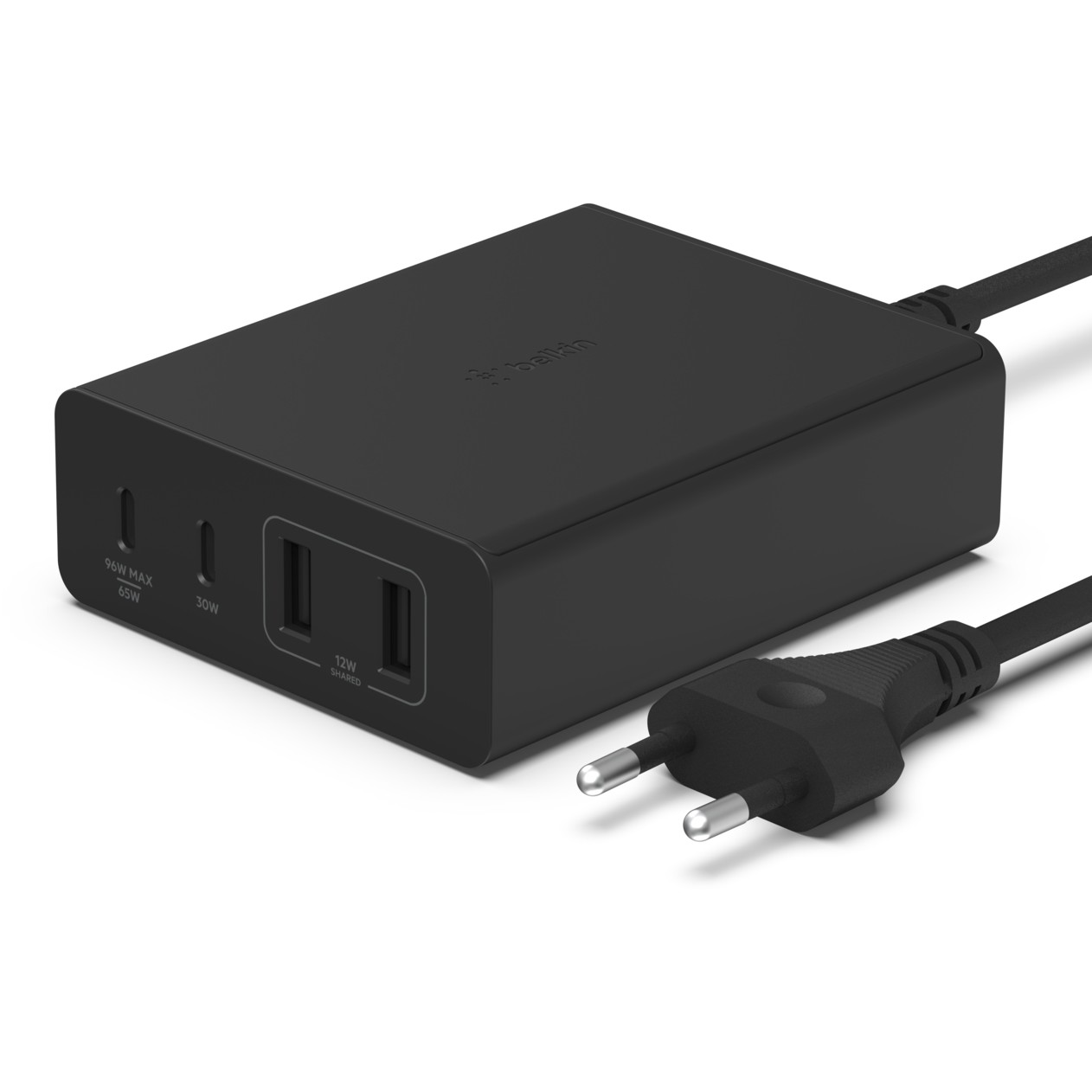 Aksesorë për telefon Belkin 108W 4-Port GaN. 2x USB-C. 2x USB-A. 2m kabllo. blk