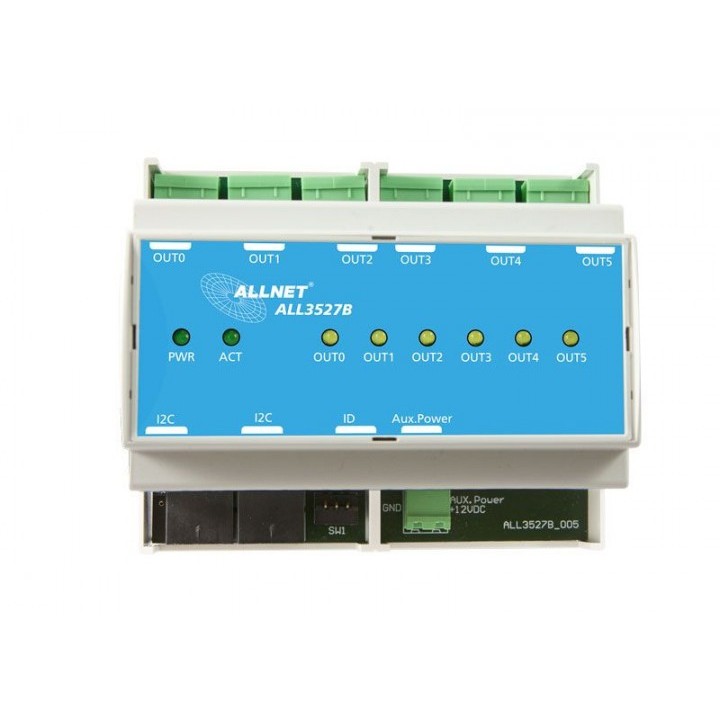 ALLNET ALL3527B HUT I2C Relay Module – 6x 250V/16A Outputs for Industrial Automation - Figura 2