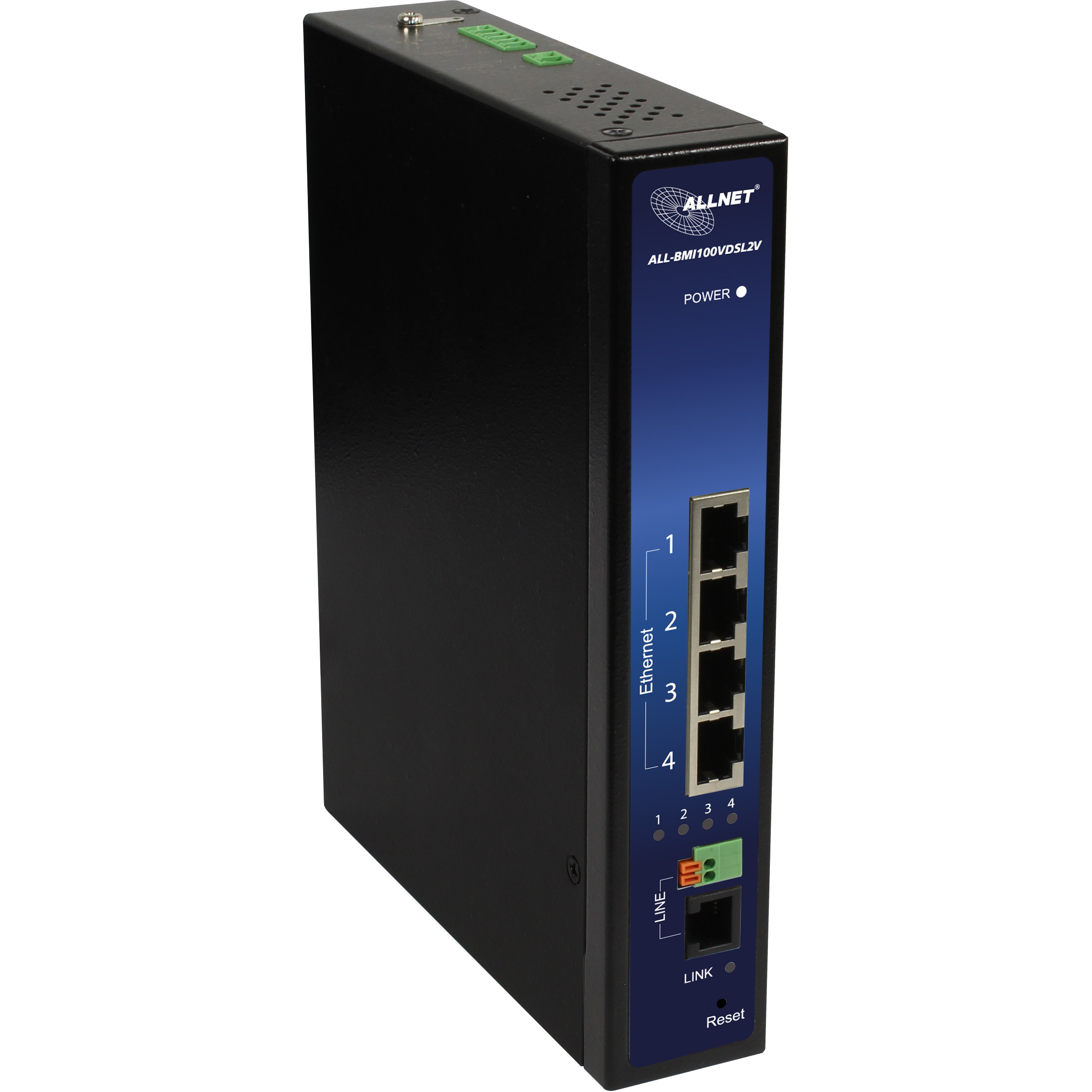 ALLNET ALL-BMI100VDSL2V Industrial ISP Bridge Modem – VDSL2 with Vectoring, IP30 Rated, Reliable Industrial Design