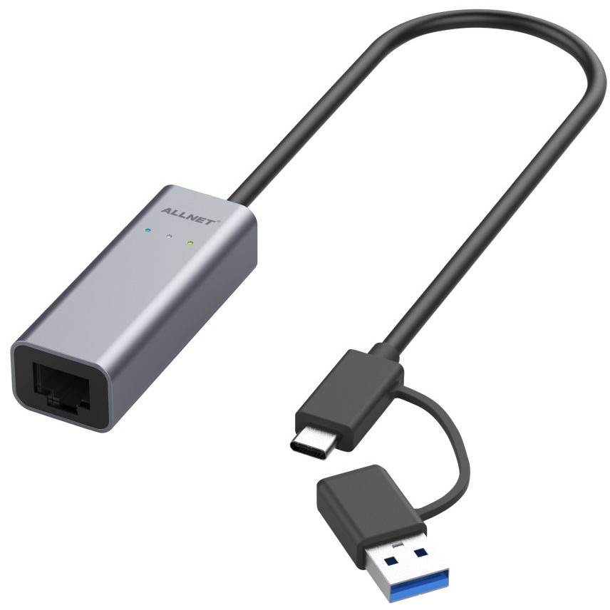 HUB ALLNET USB 3.0 Typ-C&A Ethernet Adapter 2.5 Multi-Gigabit LAN ALL-NC-2.5G-USBC/A *ALLTRAVEL*