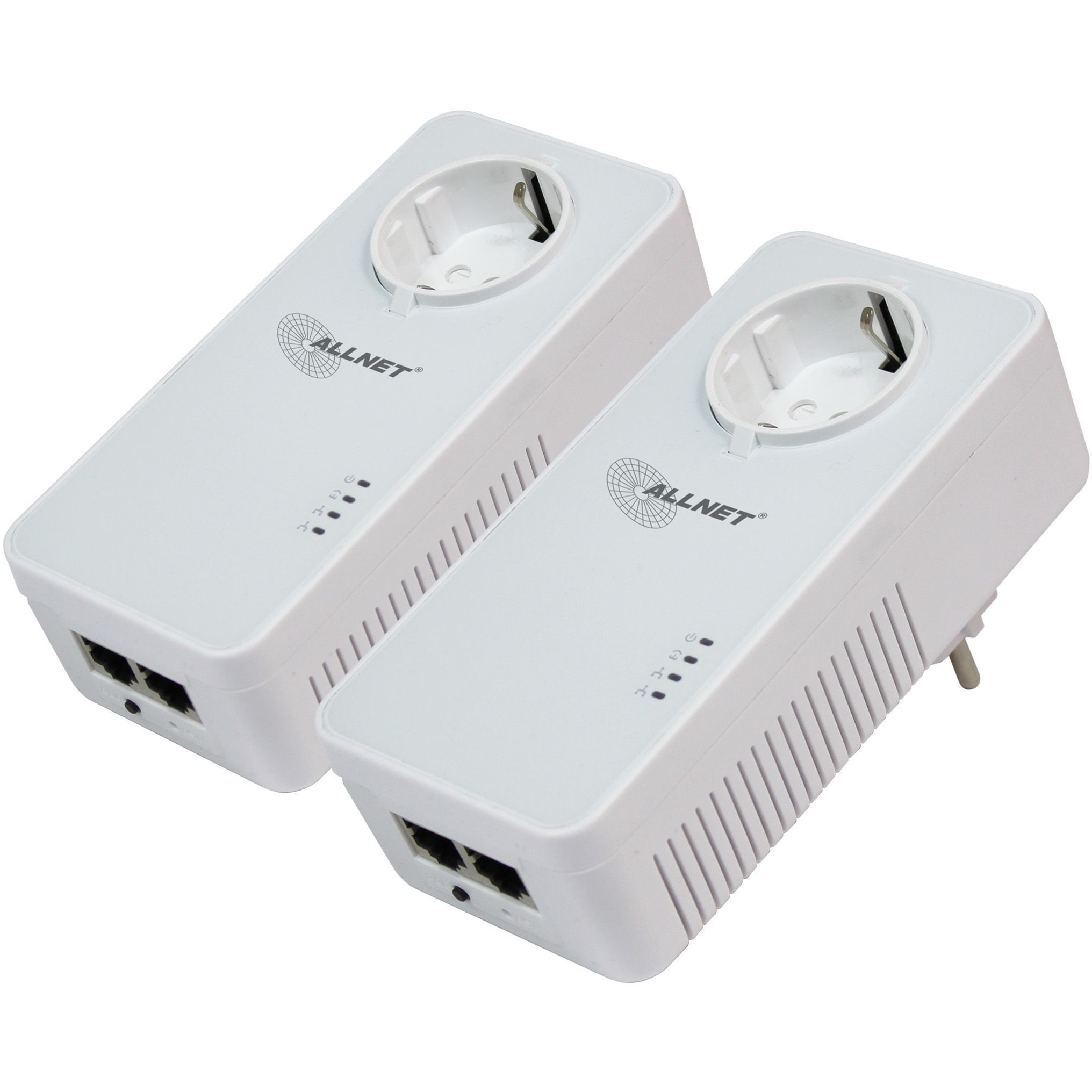 ALLNET Powerline 1200Mbps 2-Pack Kit – HomePlug AV2 RJ45 Passthrough SmartLink Adapter Set